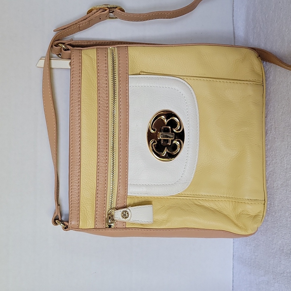 Emma Fox yellow/tan leather crossbody handbag